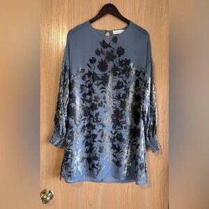 4 LOVE AND LIBERTY | SZ Medium | JOHNNY WAS Silk Blend Sheer Dress Tunic | Blue